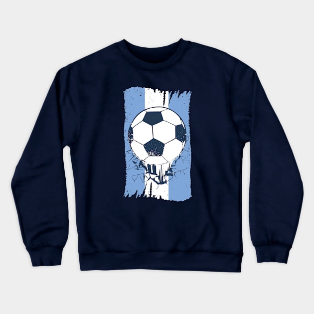 Vintage Argentinian Flag with Football // Retro Argentina Soccer Crewneck Sweatshirt by SLAG_Creative